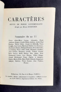 Caractères. Revue de poésie contemporaine dirigée par Bruno Durocher. N°11. 1955