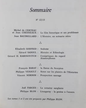 Ça - Cinéma : n°12/13 : Histoire & Cinéma (Tome 2). . CERTEAU (Michel de). BAUDRILLARD (Jean). SADOUL (Gérard). FARGES (Joël). CHESNEAUX (Jean). ...