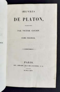 Oeuvres de Platon, traduites par Victor Cousin. Tome premier. . PLATON. COUSIN (Victor).