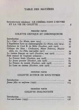 Colette au cinéma. Critiques et chroniques. Dialogues des films : Jeunes filles en uniforme. Lac-aux-dames. Divine. . COLETTE. VIRMAUX (Alain et ...