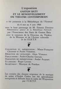 Gaston Baty et le renouvellement du théâtre contemporain. Cahiers Gaston Baty IV.