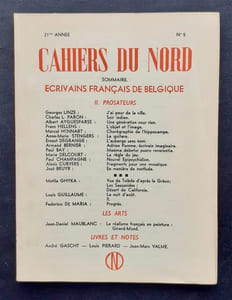 Cahiers du Nord, n°80-81, 1949 : Ecrivains français de Belgique. Tome II : Prosateurs. 