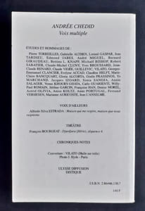 Sud, numéro 94/95, premier trimestre 1991 : Andrée Chedid, voix multiples. Textes réunis par Gabriele Althen et Pierre Torreilles.