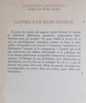 Lettres à un jeune penseur. . AXELOS (Kostas).