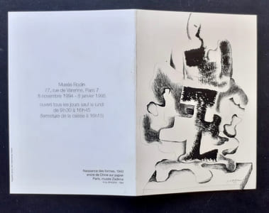 Carton d'invitation à l'inauguration + dossier de presse de l'exposition "Dessins de Zadkine" présentés au Musée Rodin du 08 novembre 1994 au 08 janvier 1995.