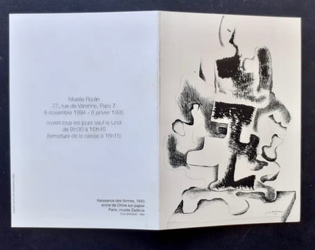 Carton d'invitation à l'inauguration + dossier de presse de l'exposition "Dessins de Zadkine" présentés au Musée Rodin du 08 novembre 1994 au 08 ...