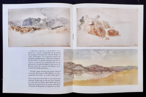Carton d'invitation à l'inauguration + documentation illustrée en couleurs autour de l'exposition "Eugène Delacroix, le voyage au Maroc" présentée au ...