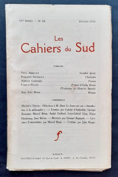 Les Cahiers du Sud (Fortunio). N°83, octobre 1926. . SOUPAULT (Philippe). PICENI (Enrico). AUBAREDE (Gabriel d’). BALLARD (Jean). BOURGUET (Georges). ...