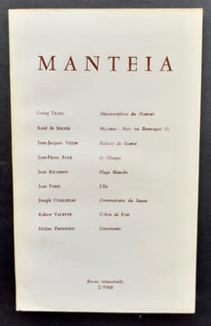 Manteia. N°3, 1968. . TRAKL (Georg). SOLIER (René de). VITON (Jean-Jacques). FAYE (Jean-Pierre). RICARDOU (Jean). PARIS (Jean). GUGLIELMI (Joseph). ...