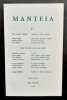 Manteia.  N°5, 1968.. PONGE (Francis). BARTHES (Roland). SANGUINETI (Edoardo). TORTEL (Jean). MAGRI (Lucio). GUGLIELMI (Joseph). ARSEGUEL (Gérard). ...