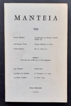 Manteia.  N°8, 1969. . WIENER (Oswald). VITON (Jean-Jacques). GRIVEL (Charles). VUARNET (Jean-Noël). LE SIDANER (Jean-Marie). TODRANI (Jean).