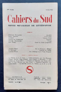 Cahiers du Sud. N°242. Janvier 1942. 