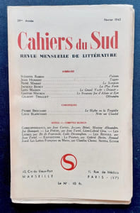 Cahiers du Sud. N°243. février 1942.