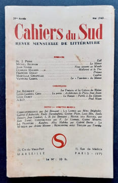 Cahiers du Sud. N°246. Mai 1942. . SAINT-JOHN PERSE. SEUPHOR (Michel). MAURON (Charles). CRESPELLE (Marcelle). DODAT (François). GASSOL (Ventura). ...