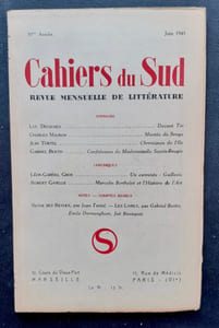 Cahiers du Sud. N°257. Juin 1943.