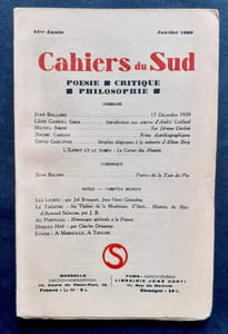 Cahiers du Sud. N°220. Janvier 1940.