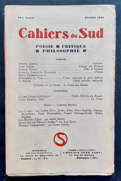 Cahiers du Sud. N°221. Février 1940. . CONRAD (Joseph). TORTEL (Jean). PITROU (Robert). CLANCIER (Georges Emmanuel). GROS (Léon-Gabriel). PICON ...