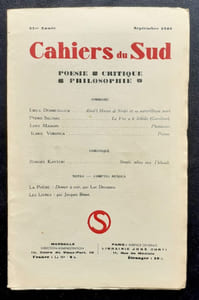 Cahiers du Sud. N°227. Septembre 1940. 