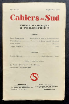 Cahiers du Sud. N°227. Septembre 1940. . DERMENGHEM (Emile). SALINAS (Pedro). MASSON (Loys). VORONCA (Ilarie). KANTERS (Robert). DECAUNES (Luc).
