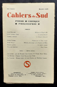 Cahiers du Sud. N°228. Octobre 1940.