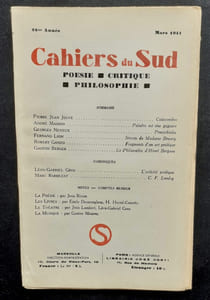 Cahiers du Sud. N°233. Mars 1941.