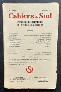 Cahiers du Sud. N°239. Octobre 1941.
