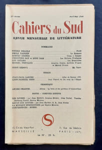 Cahiers du Sud. N°265. Avril-Mai 1944.