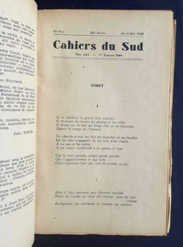 Cahiers du Sud. N°265. Avril-Mai 1944. . DESNOS (Robert). SARTRE (Jean-Paul). TORTEL (Jean). HERBERT (Jean). ESTANG (Luc). DELISLE (Pierre). DANOEN ...
