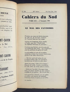 Cahiers du Sud. N°268. Octobre-novembre-décembre 1944.
