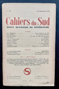 Cahiers du Sud. N°267. Août-septembre 1944.