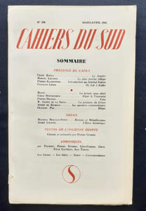 Cahiers du Sud. N°270. Mars-avril 1945.