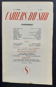Cahiers du Sud. N°272. 2ème semestre 1945.