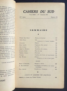 Cahiers du Sud. N°272. 2ème semestre 1945.