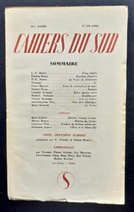 Cahiers du Sud. N°274. 2ème semestre 1945.