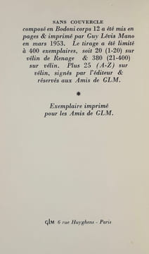 Sans couvercle.. DU BOUCHET (André). (Guy Lévis Mano).