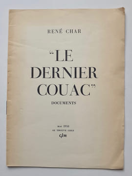 "Le dernier couac". Documents. . CHAR (René). (Guy Lévis Mano). 