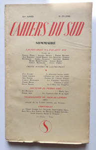 Cahiers du Sud. N°275. 1er semestre 1946.