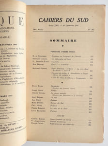 Cahiers du Sud. N°282. 1er semestre 1947.