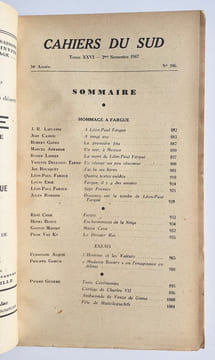 Cahiers du Sud. N°286. 2ème semestre 1947. . FARGUE (Léon-Paul). CASSOU (Jean). GANZO (Robert). BOUSQUET (Joë). TORTEL (Pierre). NELLI (René). CHAR ...