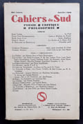 Cahiers du Sud. N°212. Janvier 1939.  par CAYROL (Jean). HOFMANNSTHAL (Hugo von). CLOT (René Jean). BRION (Marcel). ROLLAND DE RENEVILLE (A.). PETRASCH (Charles). AUDISIO (Gabriel). BOUSQUET (Joë). PICON (Gaëtan). FOUCHET (Max-Pol). BALLARD (Jean).