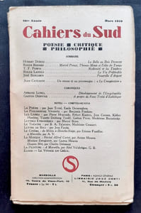 Cahiers du Sud. N°214. Mars 1939.