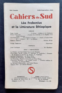 Cahiers du Sud. N°208. Août-septembre 1938. Léo Frobenius et la littérature Ethiopique.