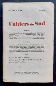Cahiers du Sud, mars 1929. N°109.