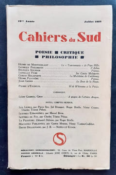 Les Cahiers du Sud. N°142. Juillet 1932. . GIONO (Jean). MALAPARTE (Curzio). SPENDER (Stephen). FLUCHERE (Henri). GROS (Léon Gabriel). BRIELLE ...