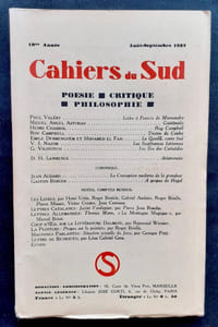Les Cahiers du Sud. N°143. Août-Septembre 1932. 