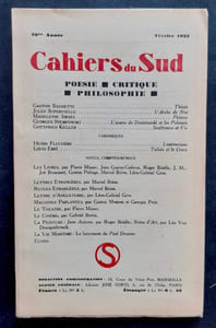 Les Cahiers du Sud. N°148. Février 1933.