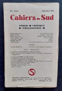 Les Cahiers du Sud. N°154. Septembre 1933.