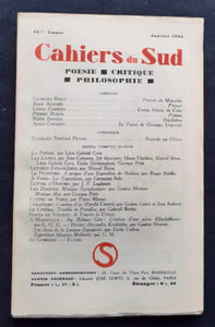Les Cahiers du Sud. N°158. Janvier 1934.