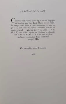 Le poème de la mer. . ESTANG (Luc). TAMARI (Olive).