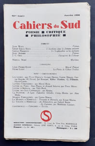 Les Cahiers du Sud. N°179, janvier 1936.